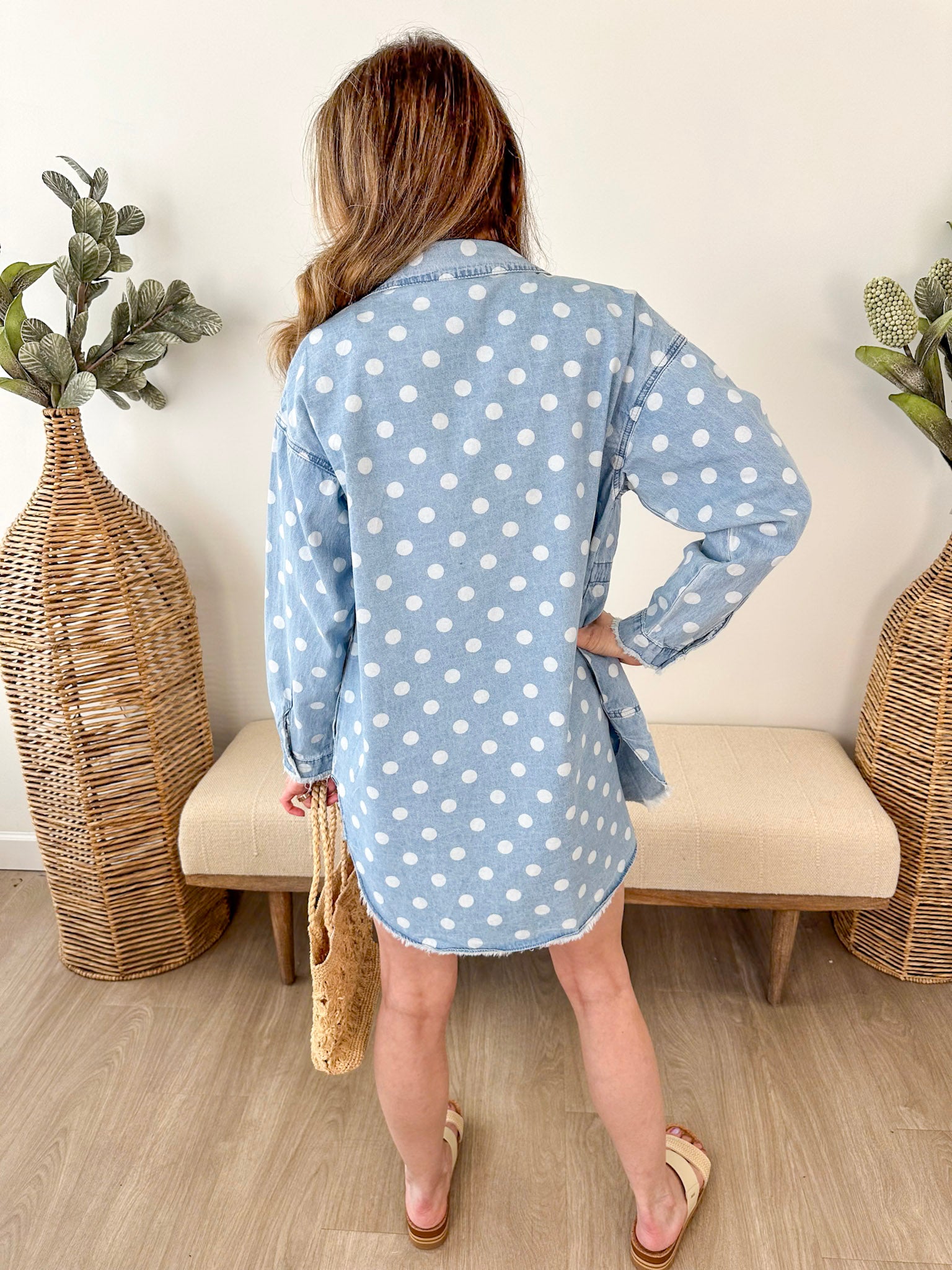 Polka Dot Raw Edge Shacket - The Nines