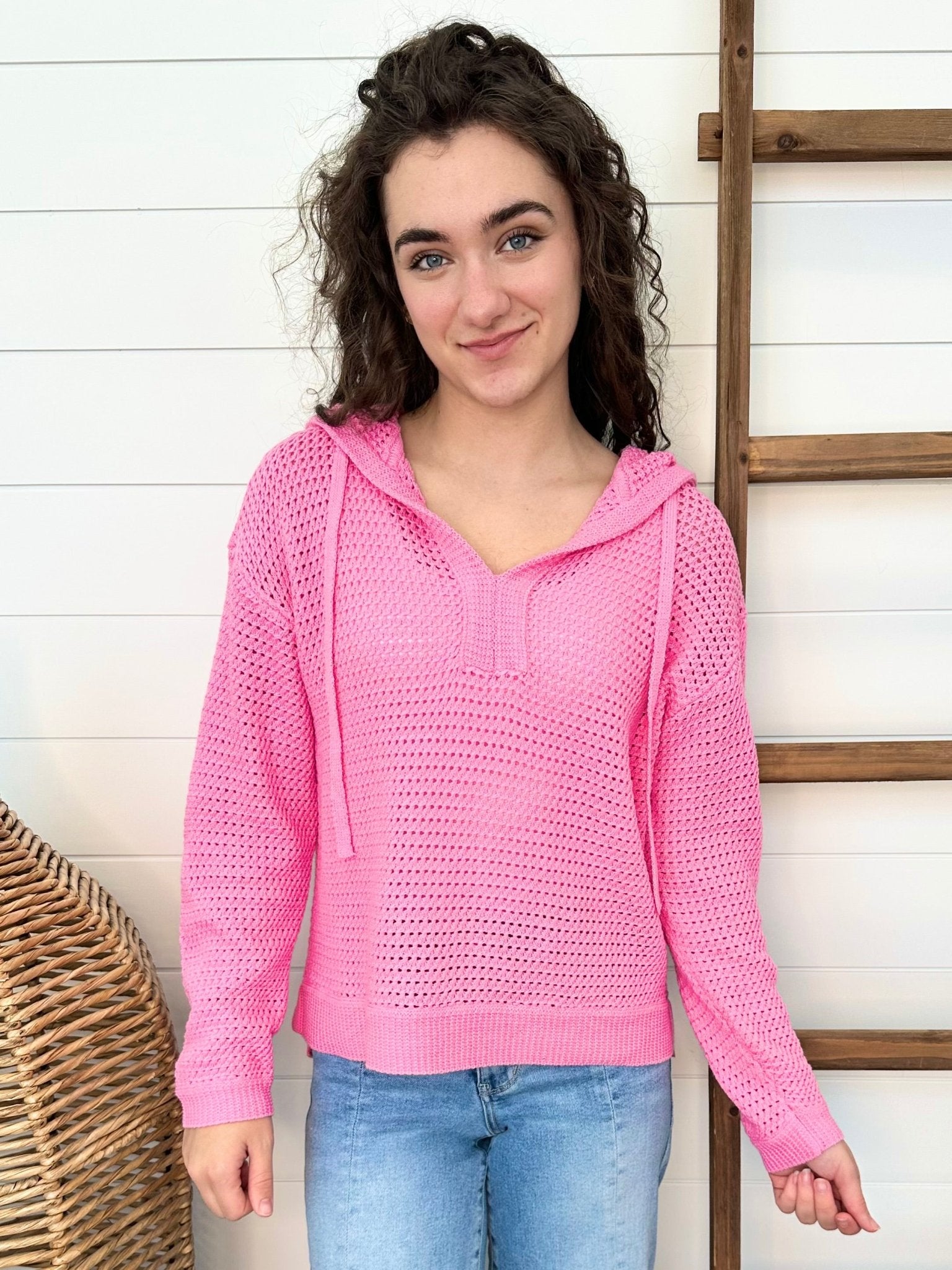 Crochet Open Knit Hoodie - 2 Colors! - The Nines
