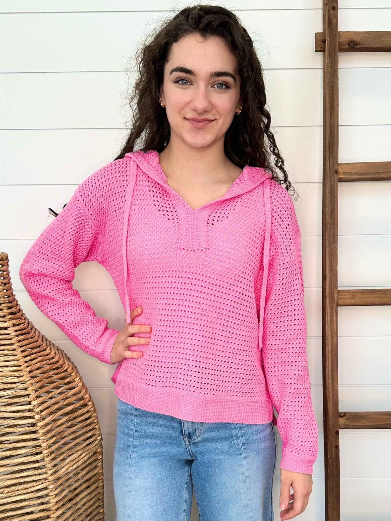 Crochet Open Knit Hoodie - 2 Colors! - The Nines