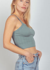 Cable Ribbed Fitted Cropped Camis - 3 Colors!