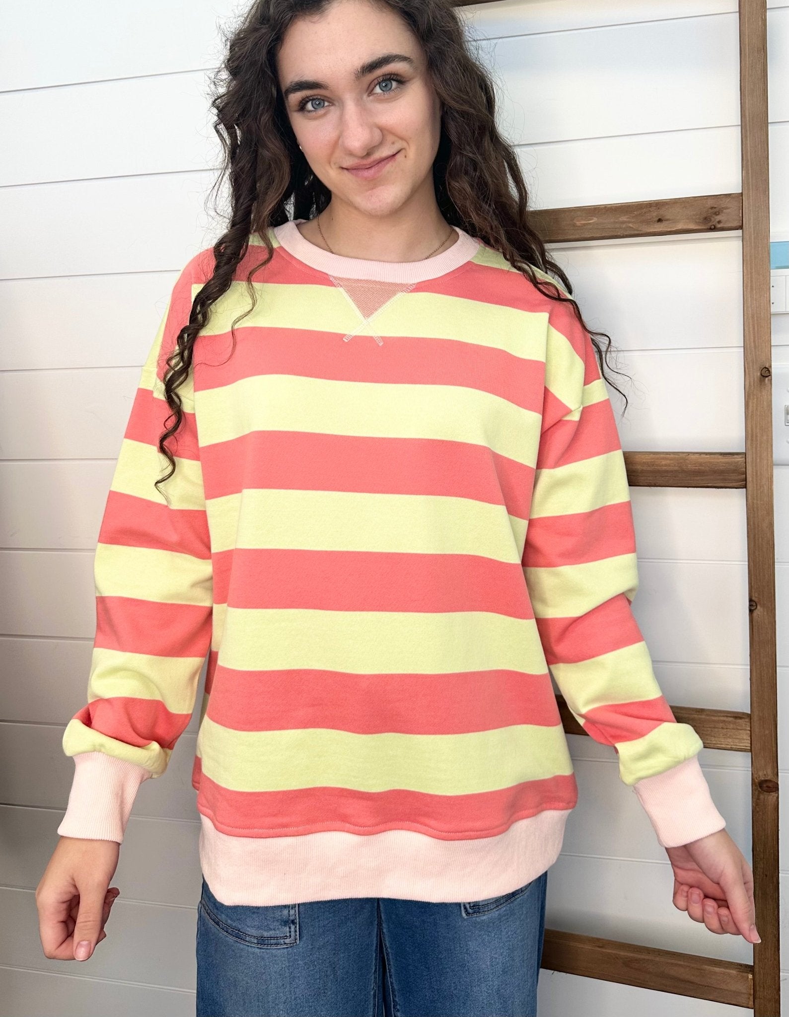Strawberry Lemonade Striped Sweatshirt - The Nines