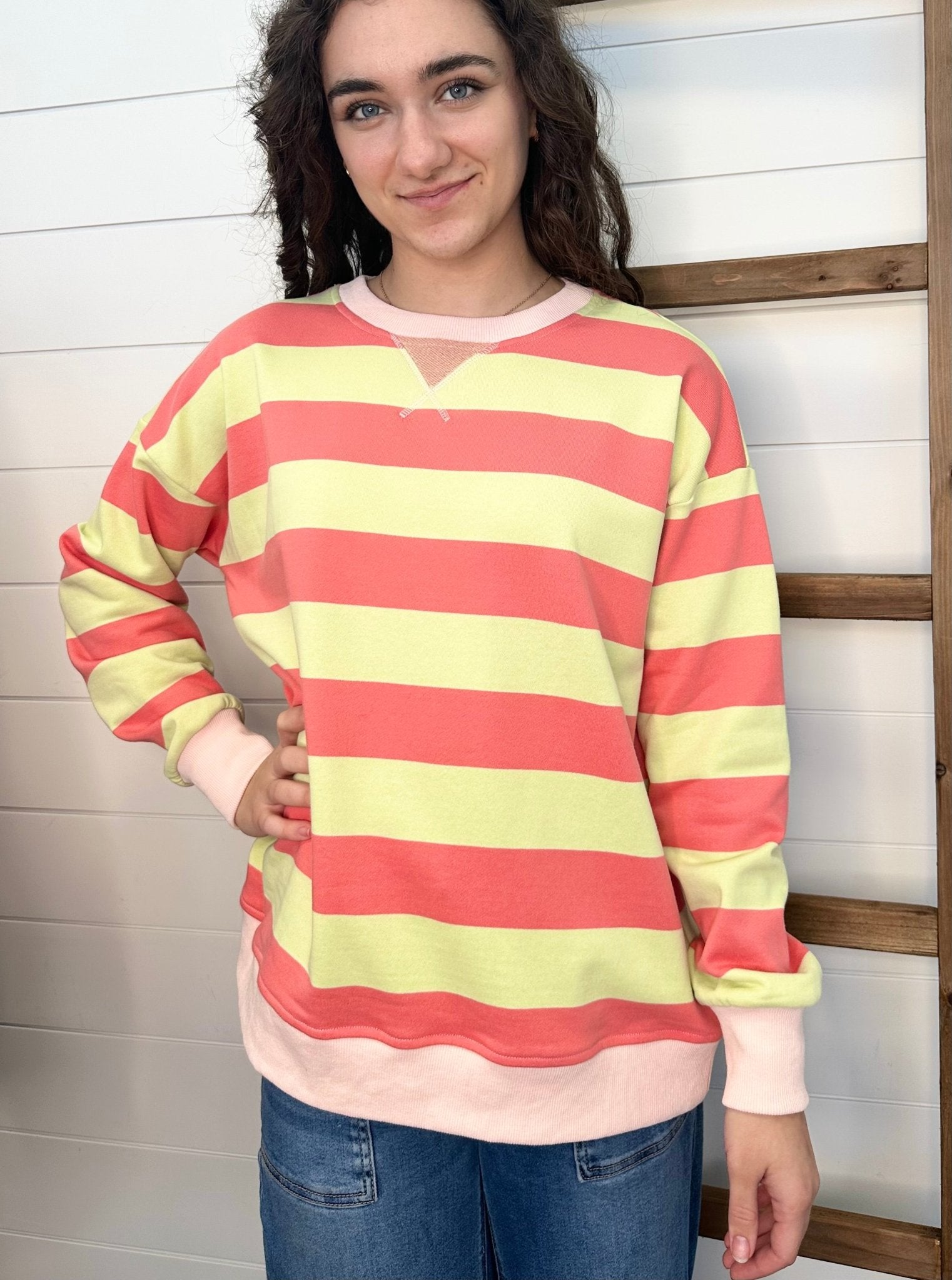 Strawberry Lemonade Striped Sweatshirt - The Nines