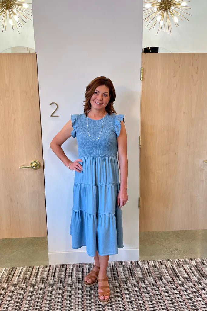 Smocked Denim Dress - The Nines