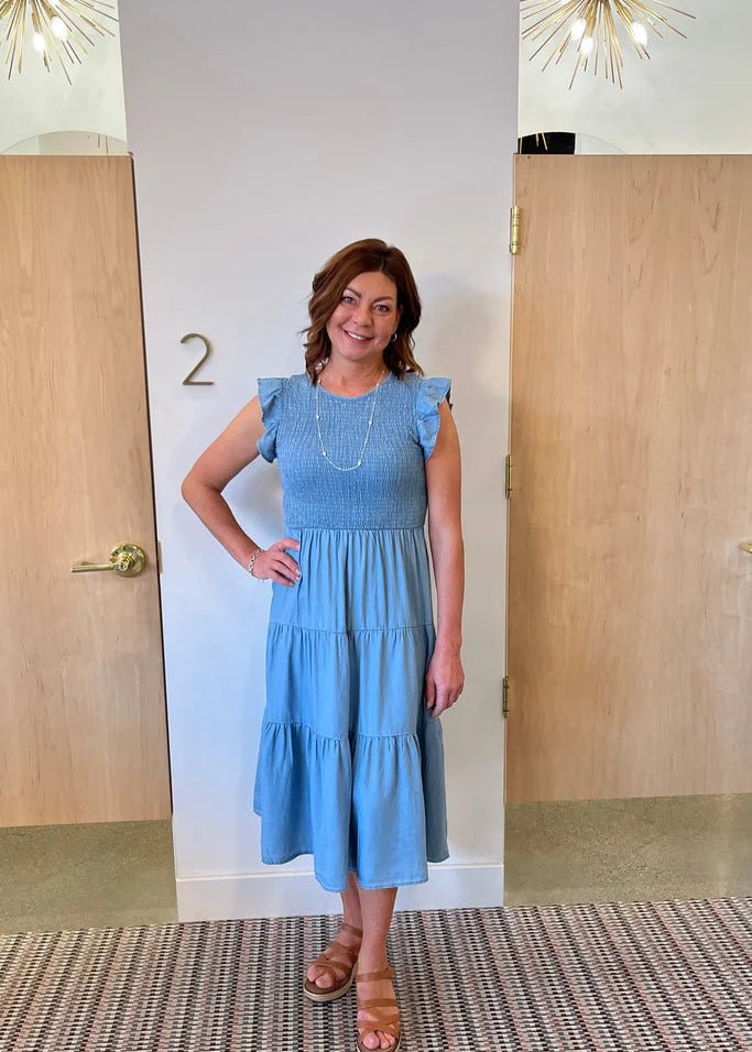 Smocked Denim Dress - The Nines