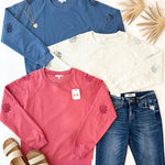 Embroidered Sleeve Pullovers - 3 Colors! - The Nines