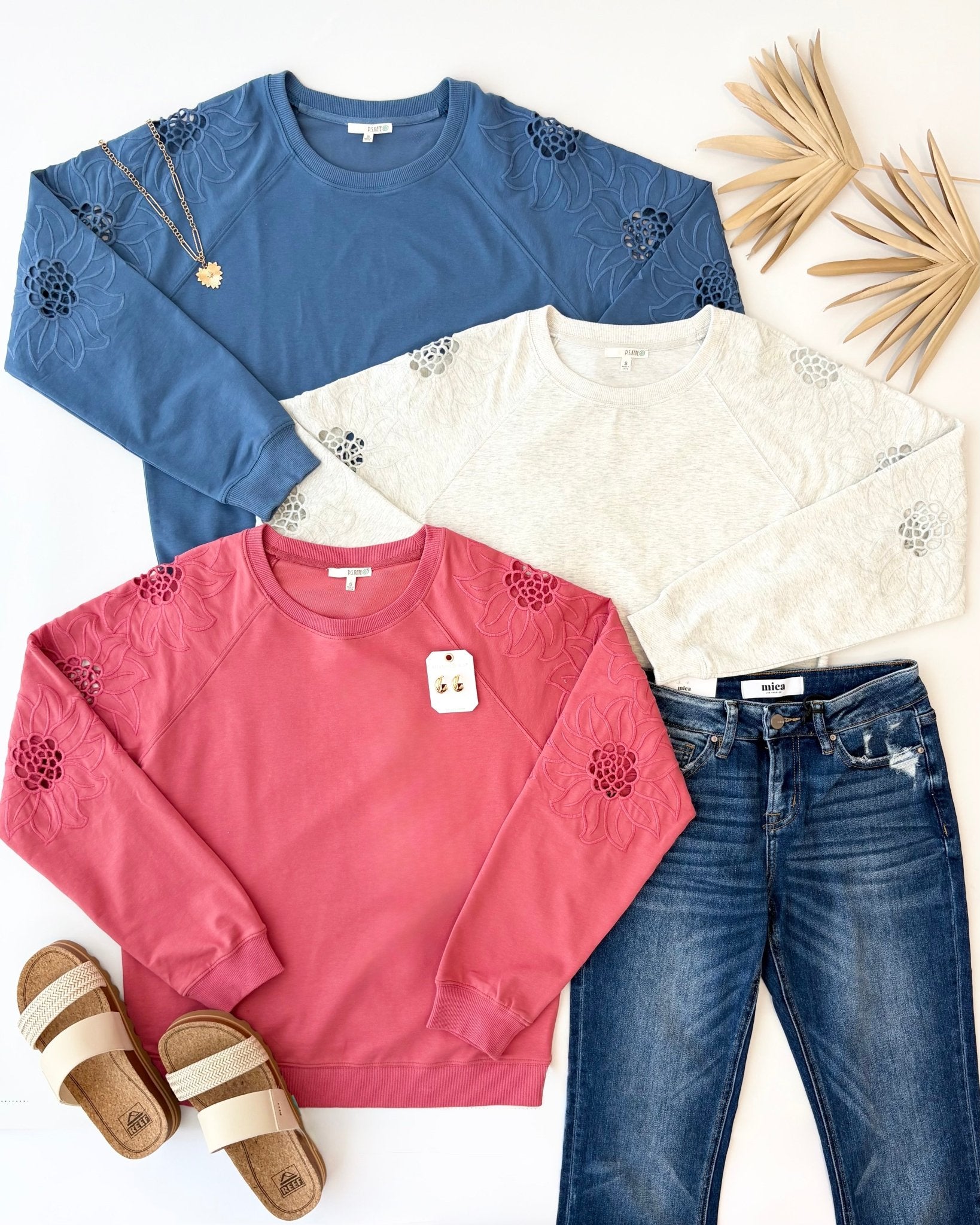 Embroidered Sleeve Pullovers - 3 Colors! - The Nines