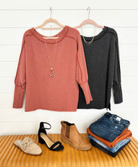 Relaxed Ribbed Tops - 3 Colors!