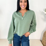 Notch Neck Boxy Long Sleeve Crop Top - The Nines