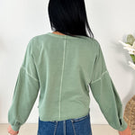 Notch Neck Boxy Long Sleeve Crop Top - The Nines
