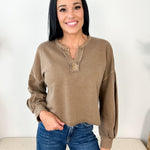 Notch Neck Boxy Long Sleeve Crop Top - The Nines