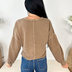 Notch Neck Boxy Long Sleeve Crop Top - The Nines