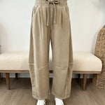 Smocked Waist Drawstring Barrel Leg Sweatpants - The Nines