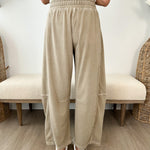 Smocked Waist Drawstring Barrel Leg Sweatpants - The Nines