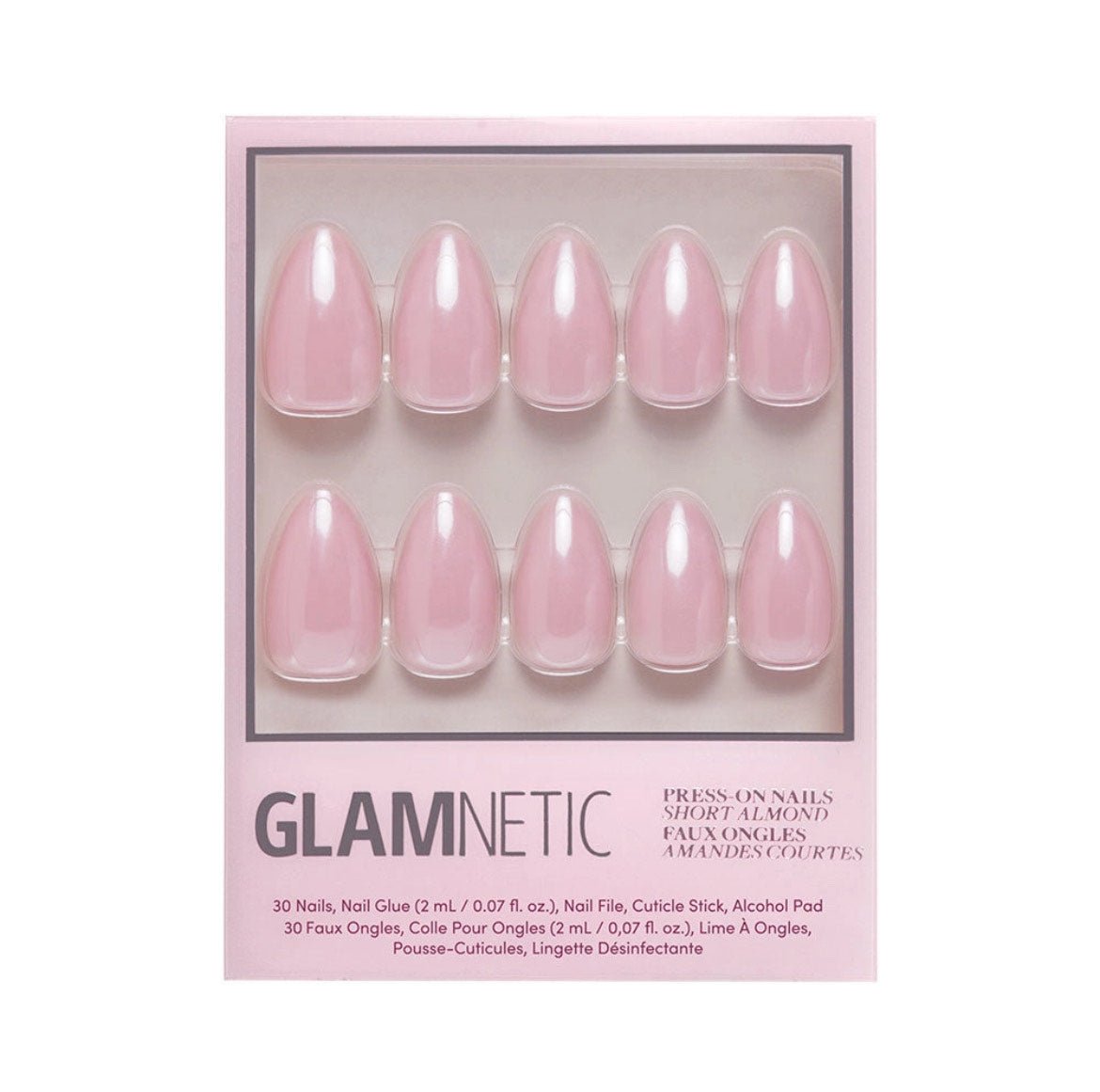 Glamnetic Short Almond Pink Chrome Nails - The Nines