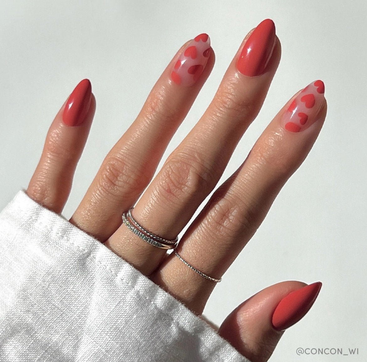 Glamnetic Short Almond Red Pink Valentine - The Nines