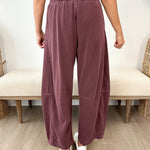 Smocked Waist Drawstring Barrel Leg Sweatpants - The Nines