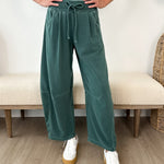 Smocked Waist Drawstring Barrel Leg Sweatpants - The Nines