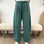 Smocked Waist Drawstring Barrel Leg Sweatpants - The Nines