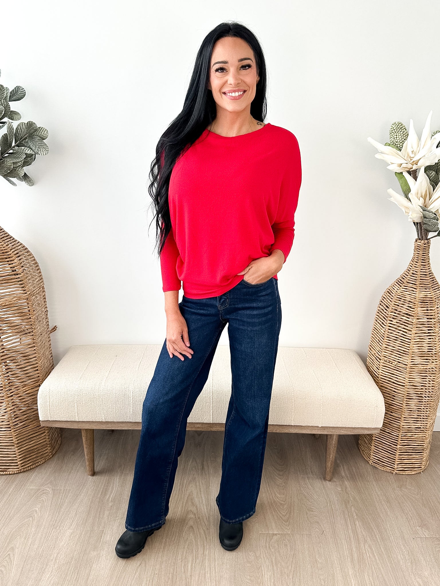 Dolman Sleeve Boat Neck Top - 3 colors!