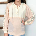 Ivory & Blush Mixed Fabric Hoodie - The Nines