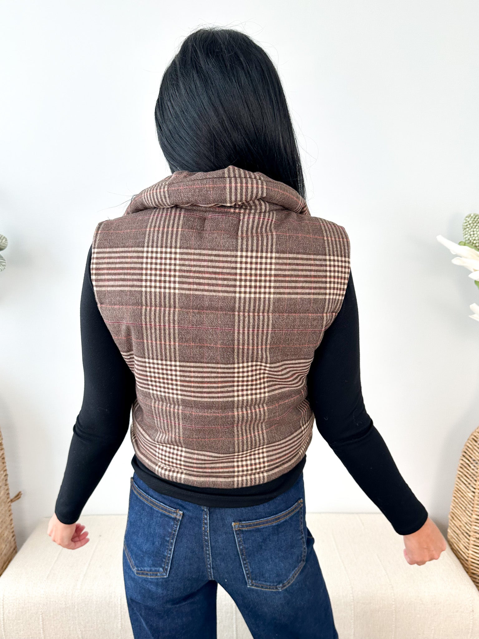 Plaid Puffer Vest - The Nines
