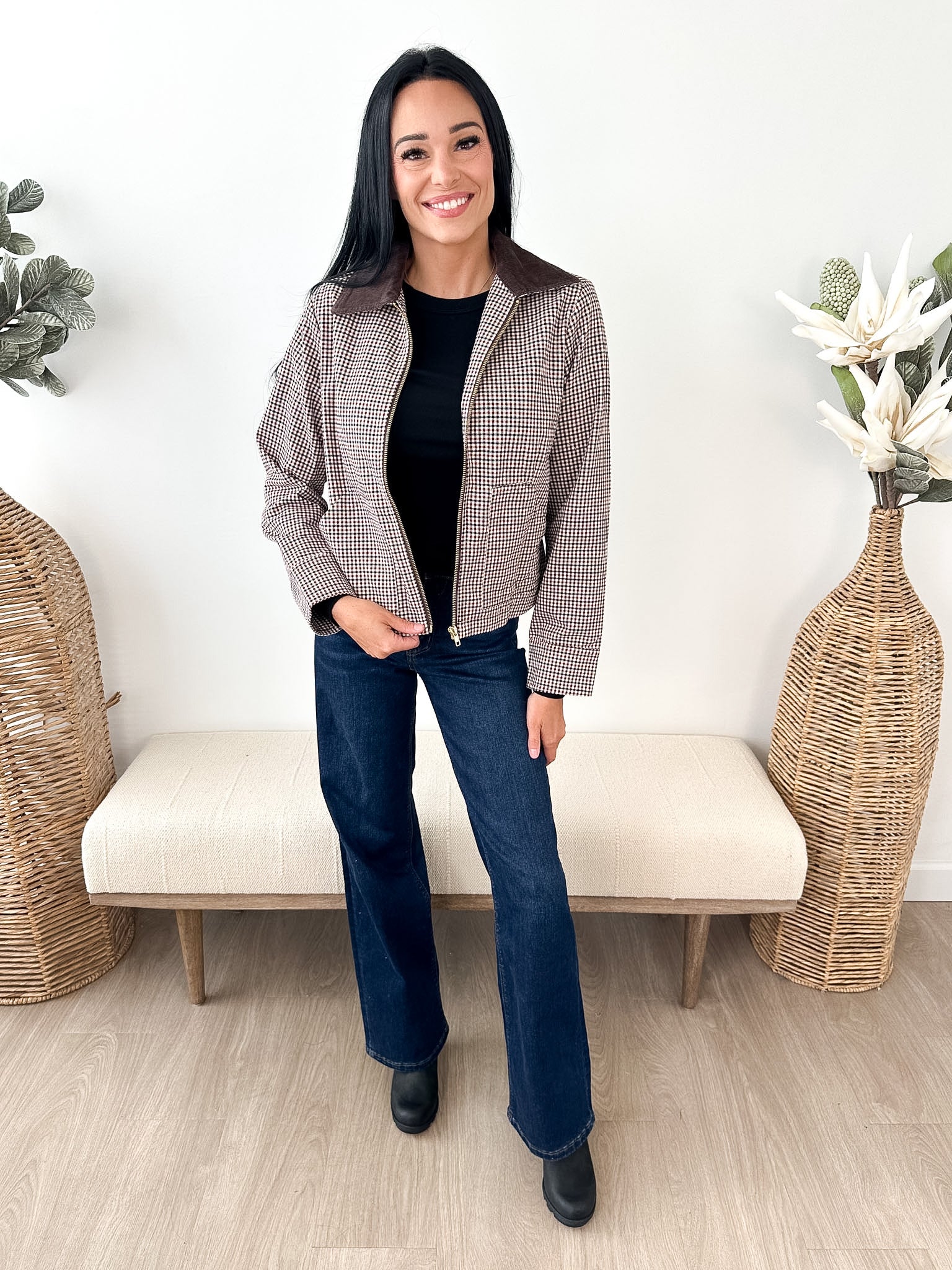 Natalia Twill Plaid Jacket - The Nines