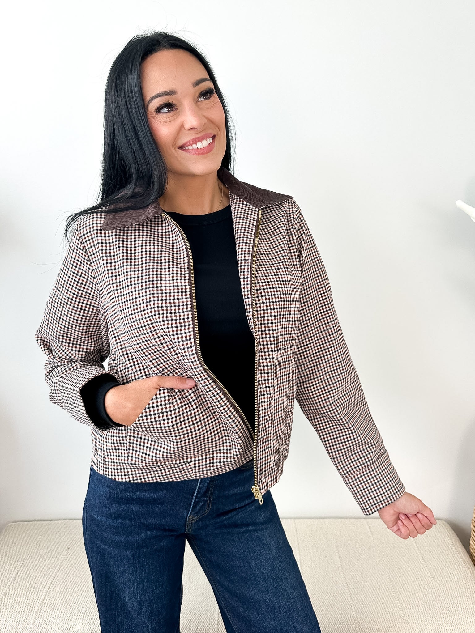 Natalia Twill Plaid Jacket