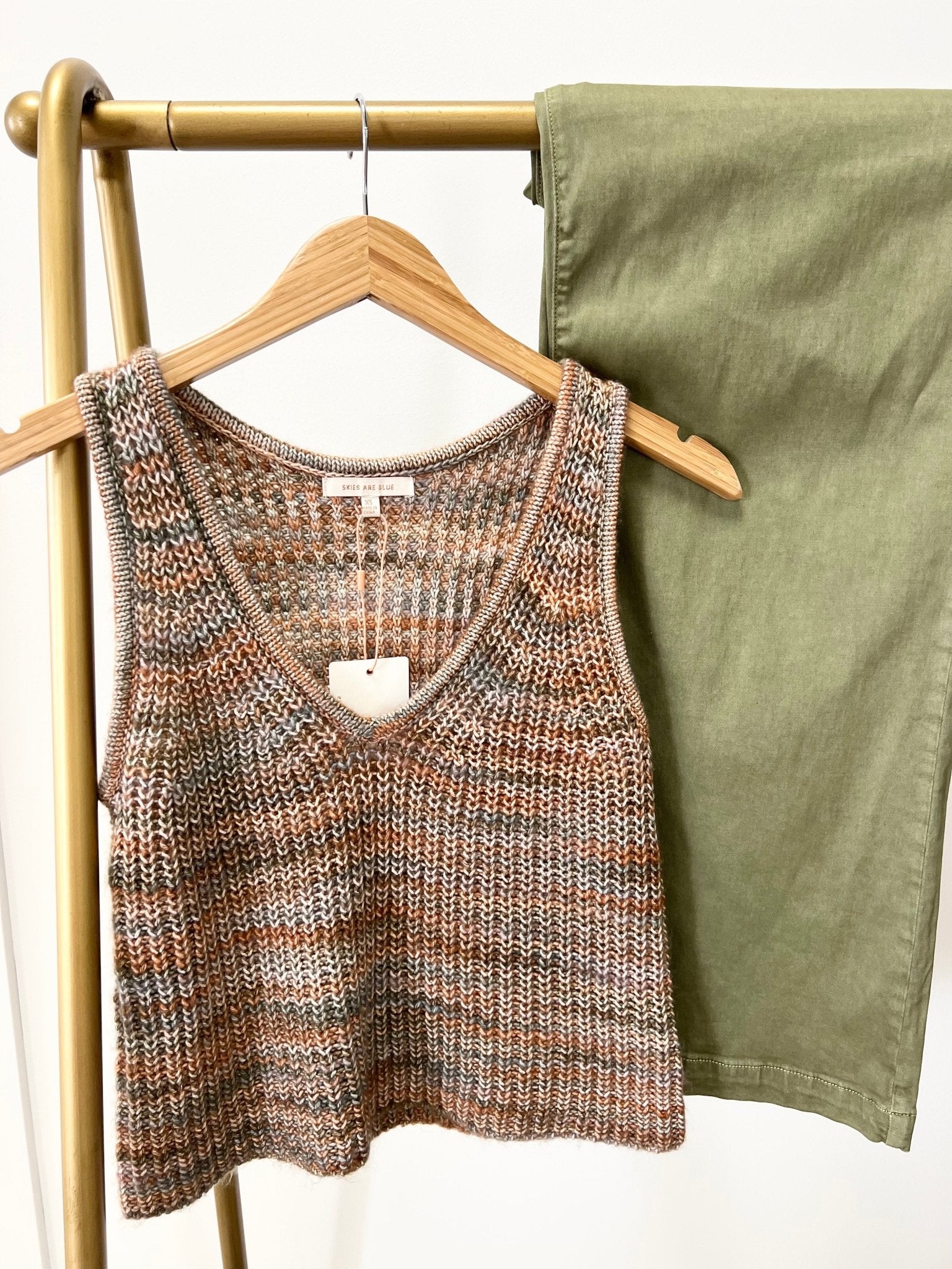 Olive & Rust Knit Tank - The Nines