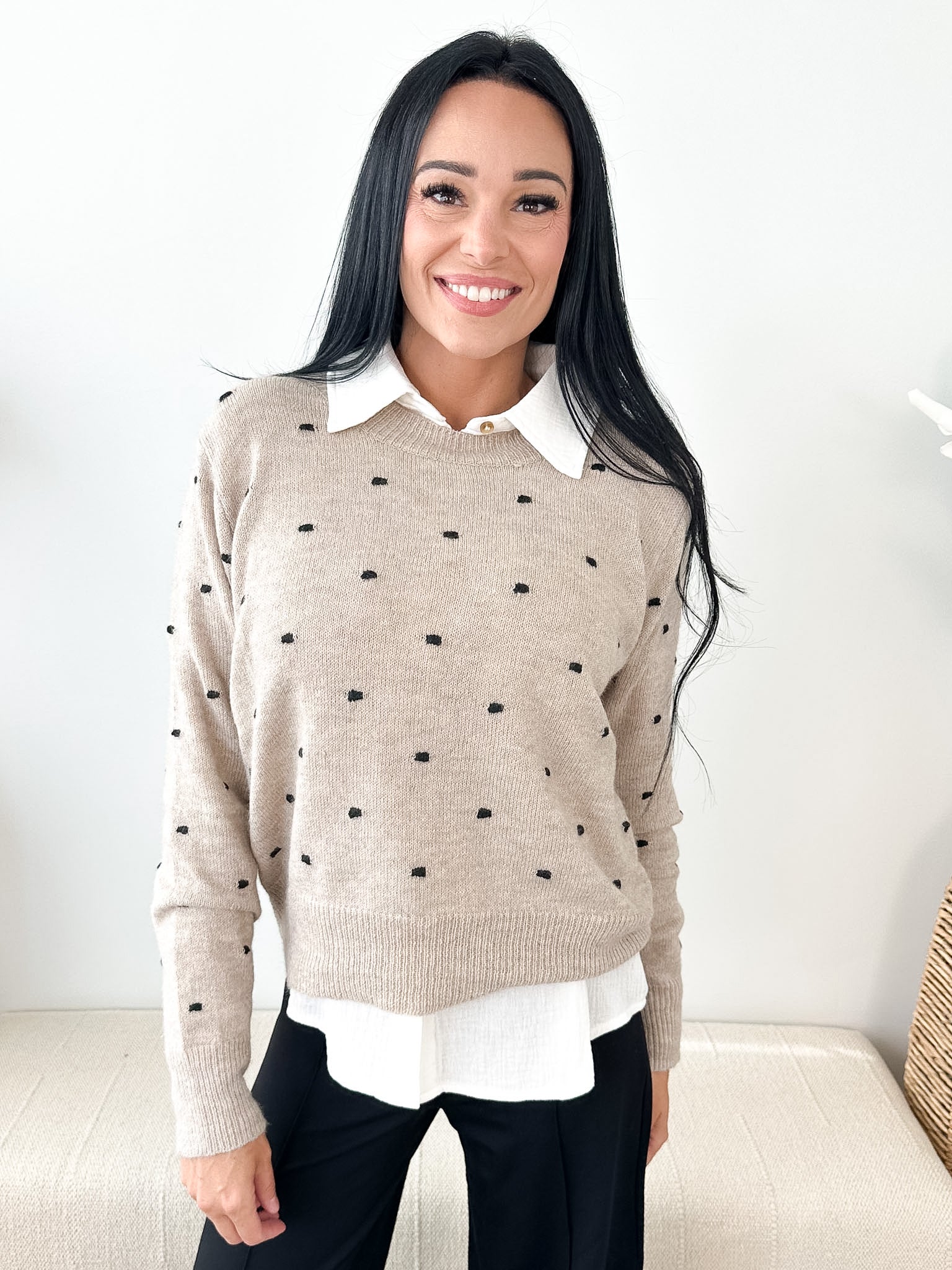 Polka Dot Crewneck Sweater - The Nines