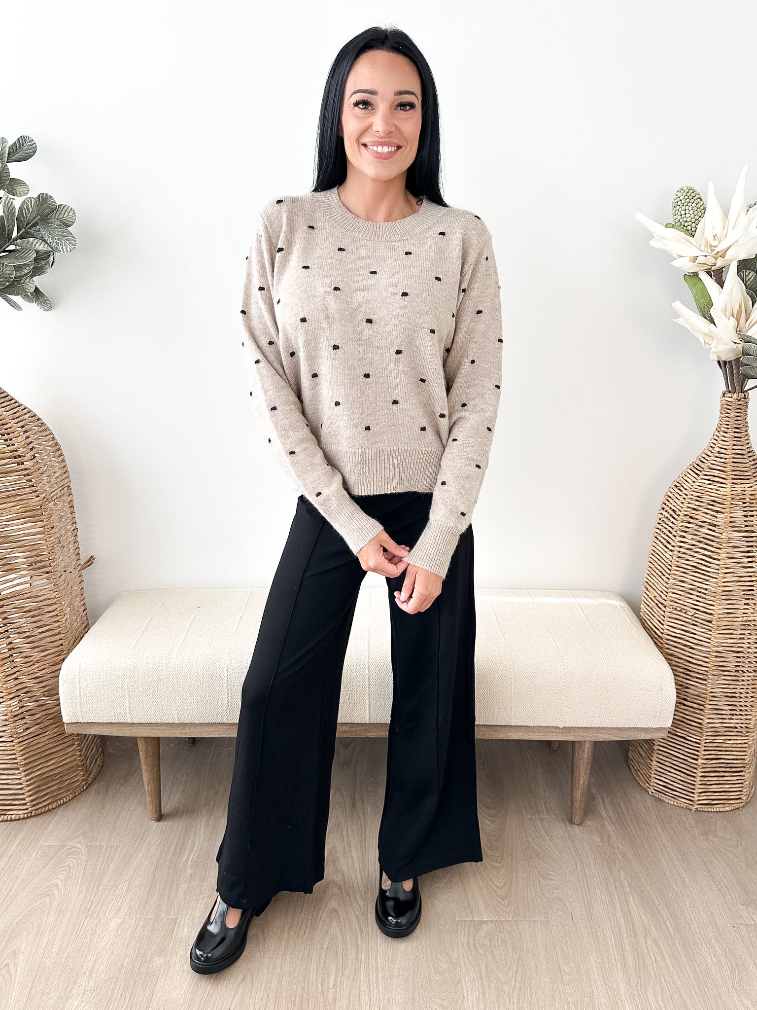 Polka Dot Crewneck Sweater - The Nines