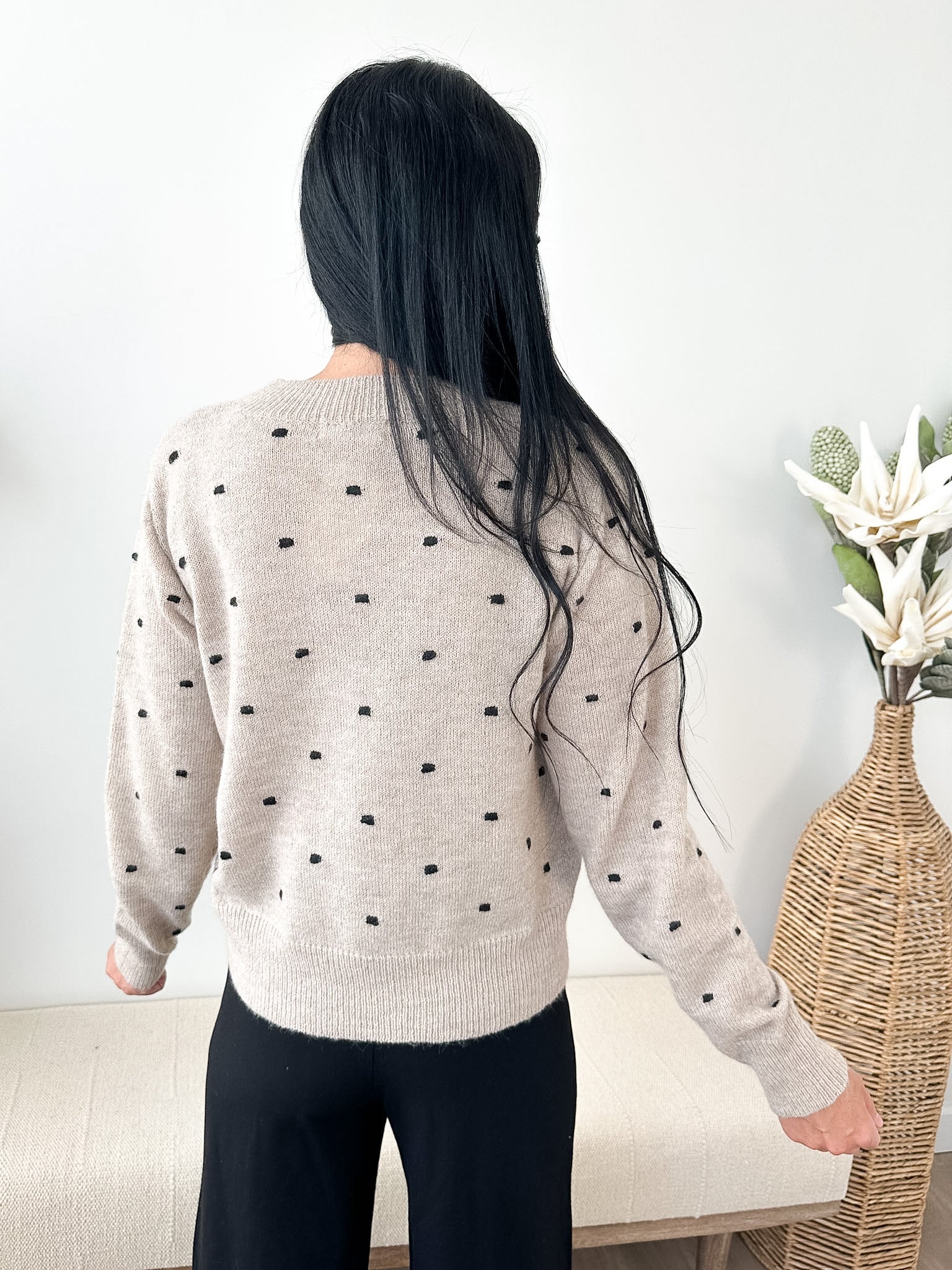 Polka Dot Crewneck Sweater - The Nines