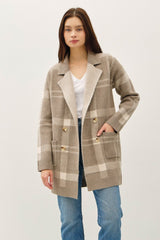 Mocha Plaid Cardy Jacket