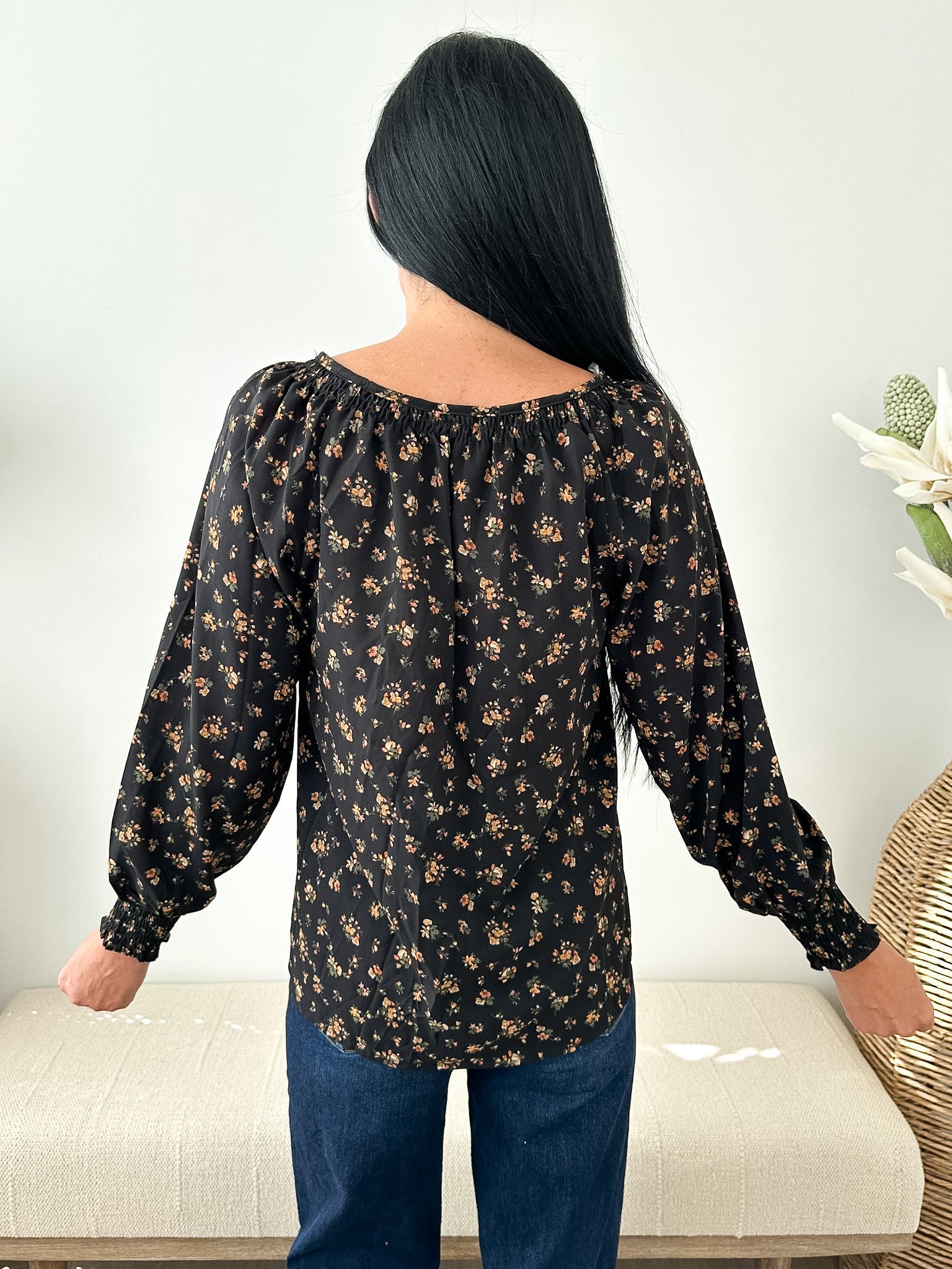 Button Front Floral Blouse - The Nines