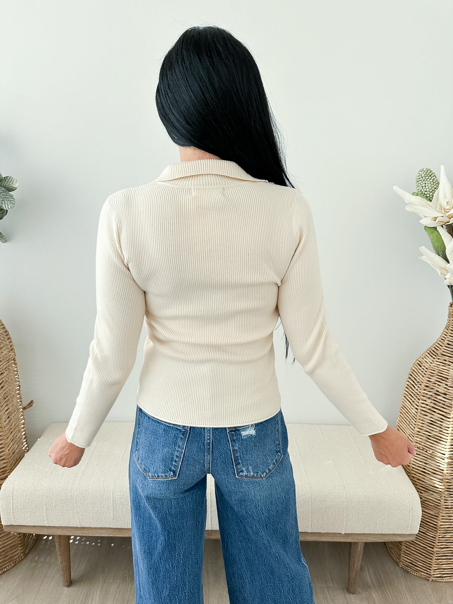 Snap Button Down Sweater Top - The Nines
