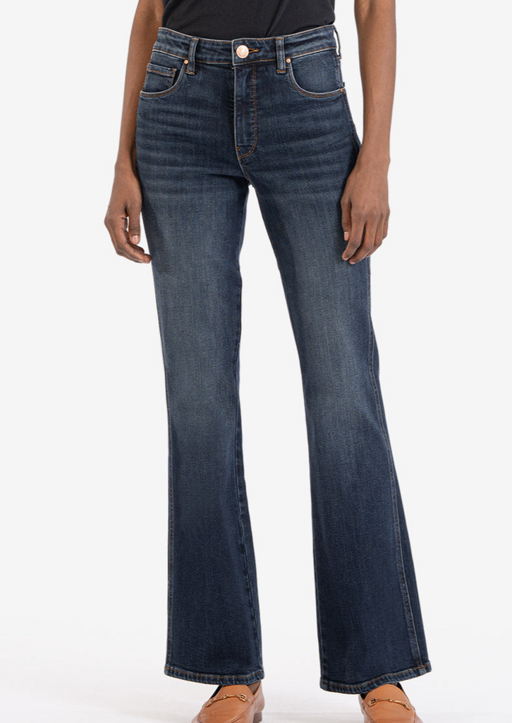 KUT Ana High Rise Fab Neutral Wash Ab Flare Jeans