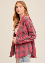 Spring Plaid Frayed Edge Tops - 2 colors!