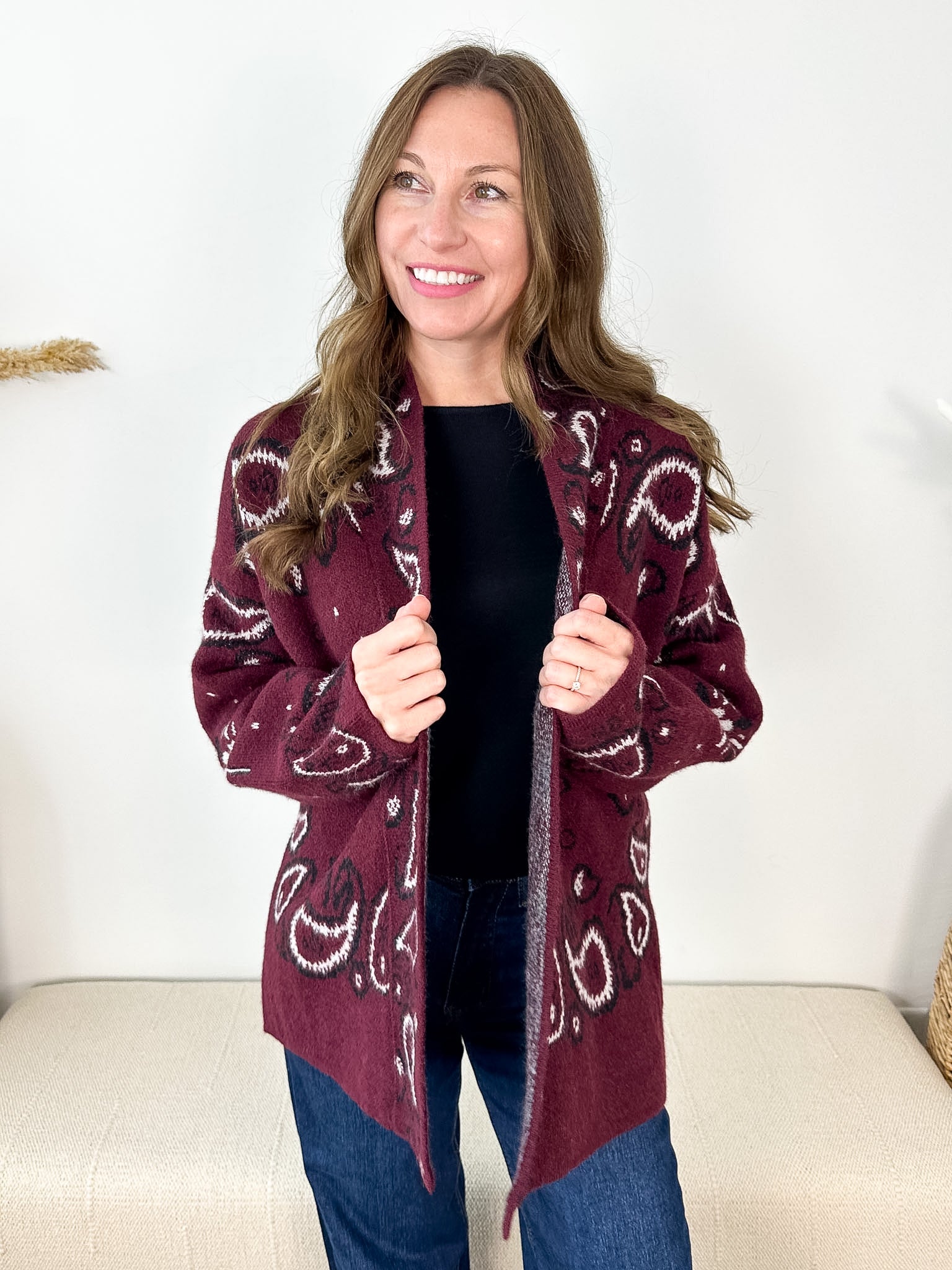 The Burgundy Bandana Cardigan - The Nines