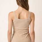 Taupe Square Neck Ribbed Tank - The Nines