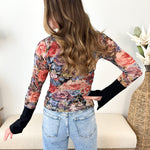 Vintage Floral Mesh Henley - The Nines