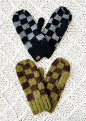 C.C. Checked Boucle Mittens - 2 colors!