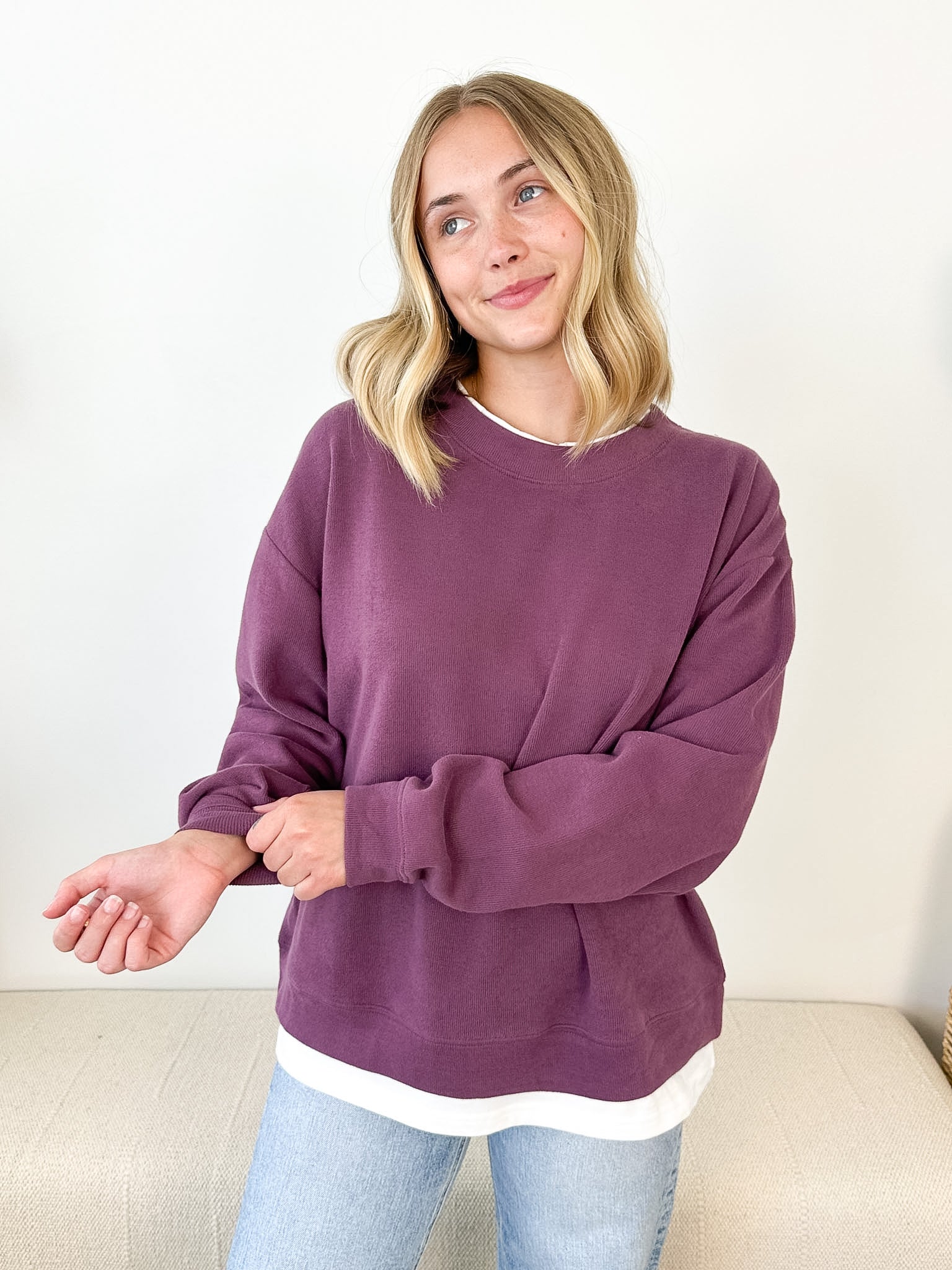 Always on Crew Layered Pullover - 4 Colors! - The Nines