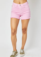 Judy Blue Mid Rise Pink Shorts