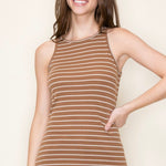 Soft Ribbed Brown Striped Tank - The Nines