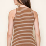 Soft Ribbed Brown Striped Tank - The Nines