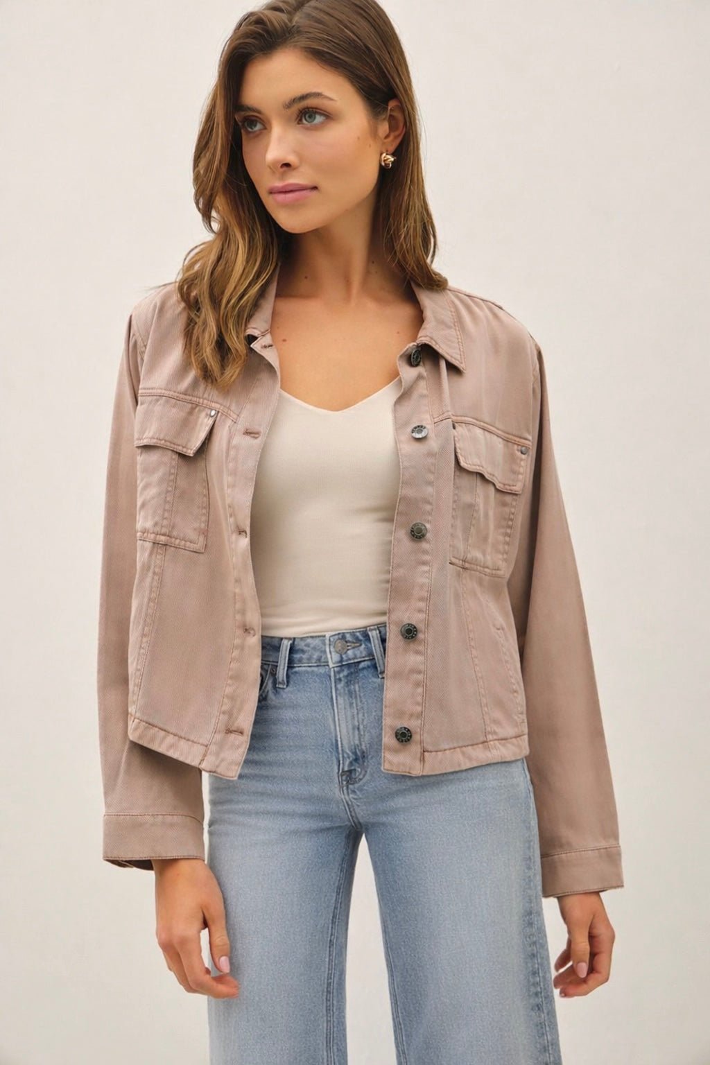 Dusty Rose Boxy Tencel Jacket - The Nines