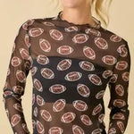 Leopard Mesh Football Print Sheer Top - The Nines