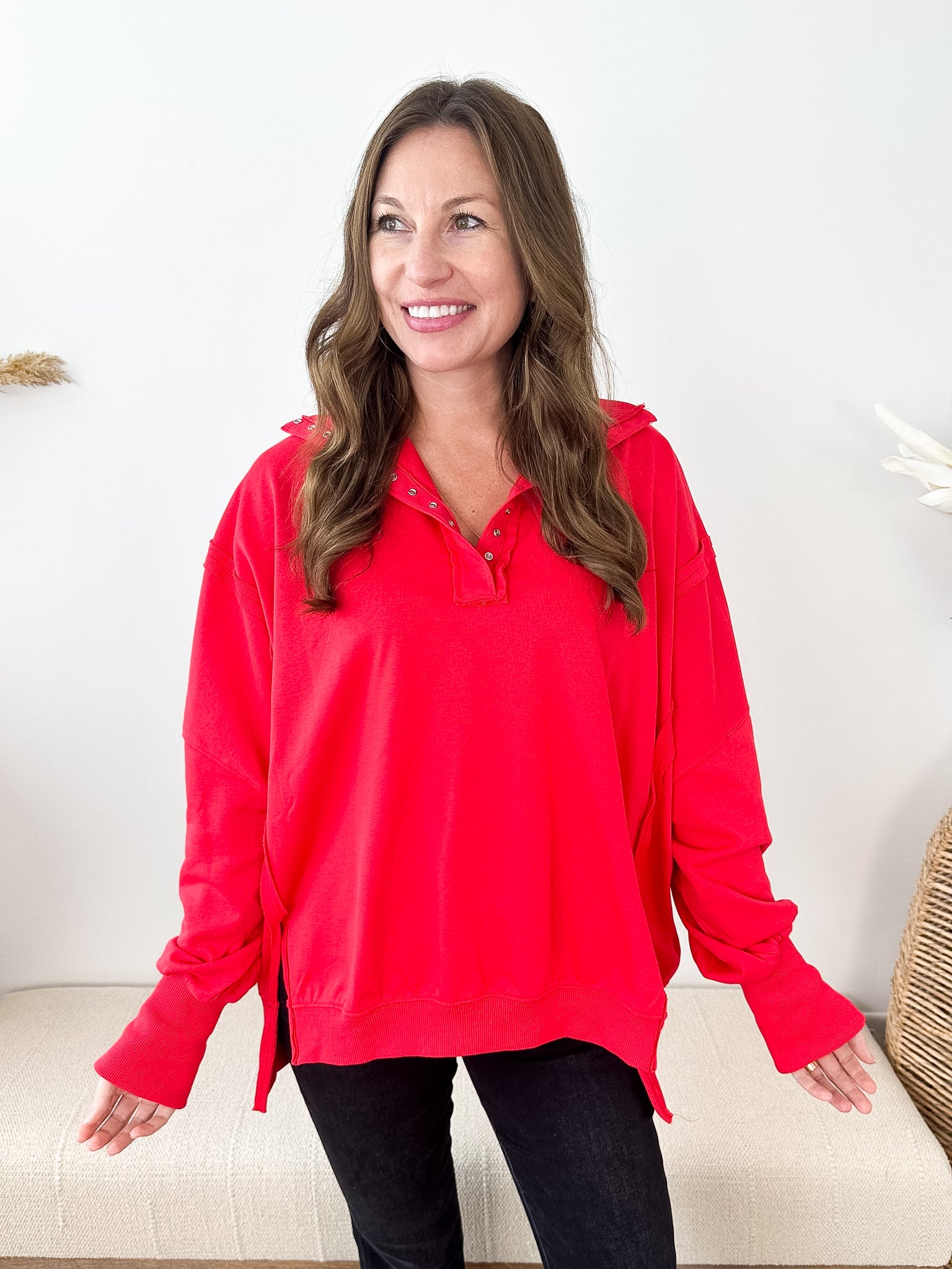 Tamika Henley Sweatshirt - 2 colors! - The Nines