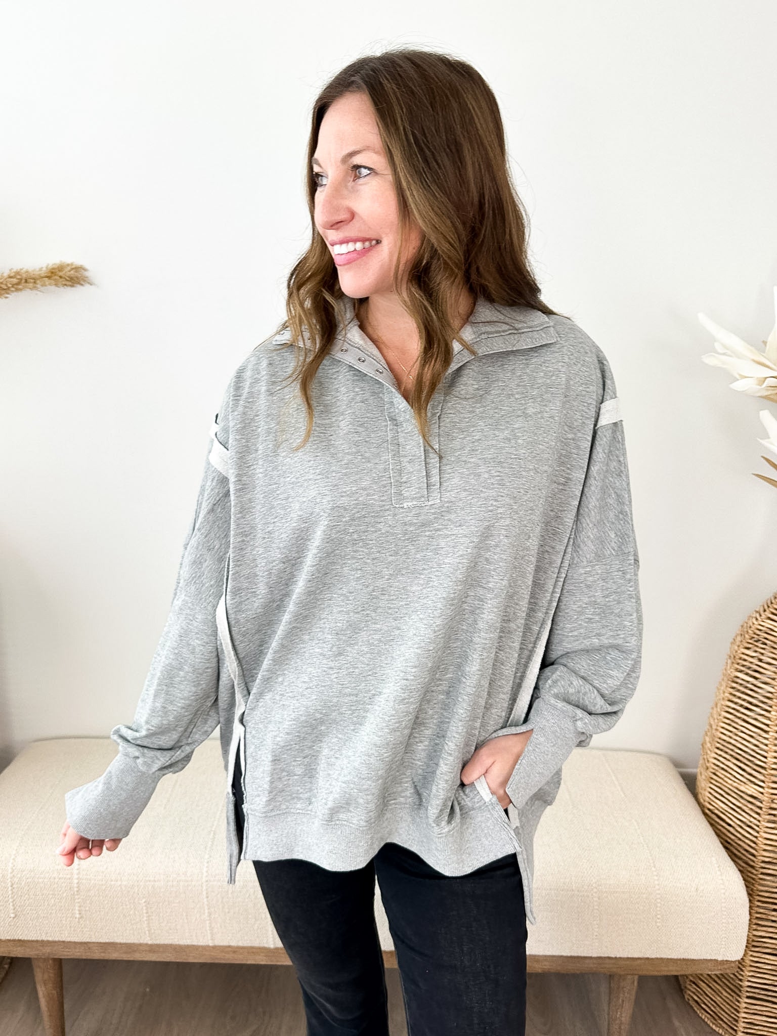 Tamika Henley Sweatshirt - 2 colors! - The Nines