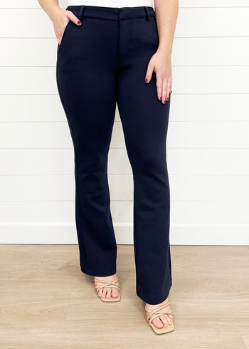KUT Navy Ana High Rise Fab Ab Trouser Flare Pant
