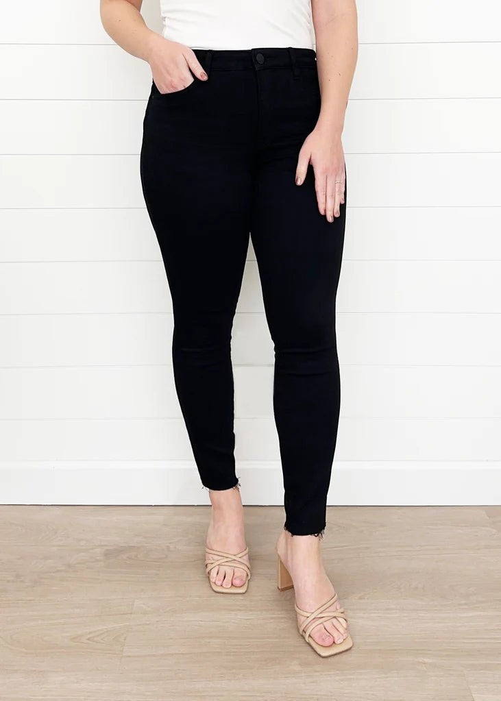 KUT Black Connie High Rise Fab Ab Ankle Skinny Raw Hem Jeans - FINAL SALE! - The Nines